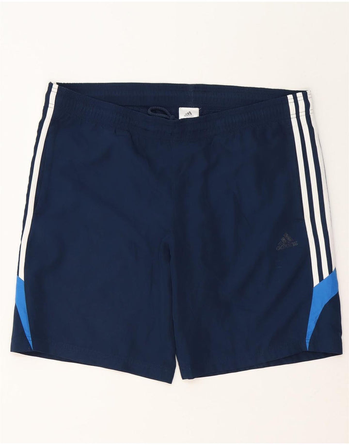 Pantaloncini sportivi da uomo Adidas Medi in poliestere color block blu navy