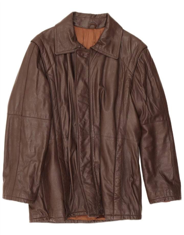Giacca in pelle vintage da uomo IT 48 in pelle marrone medio