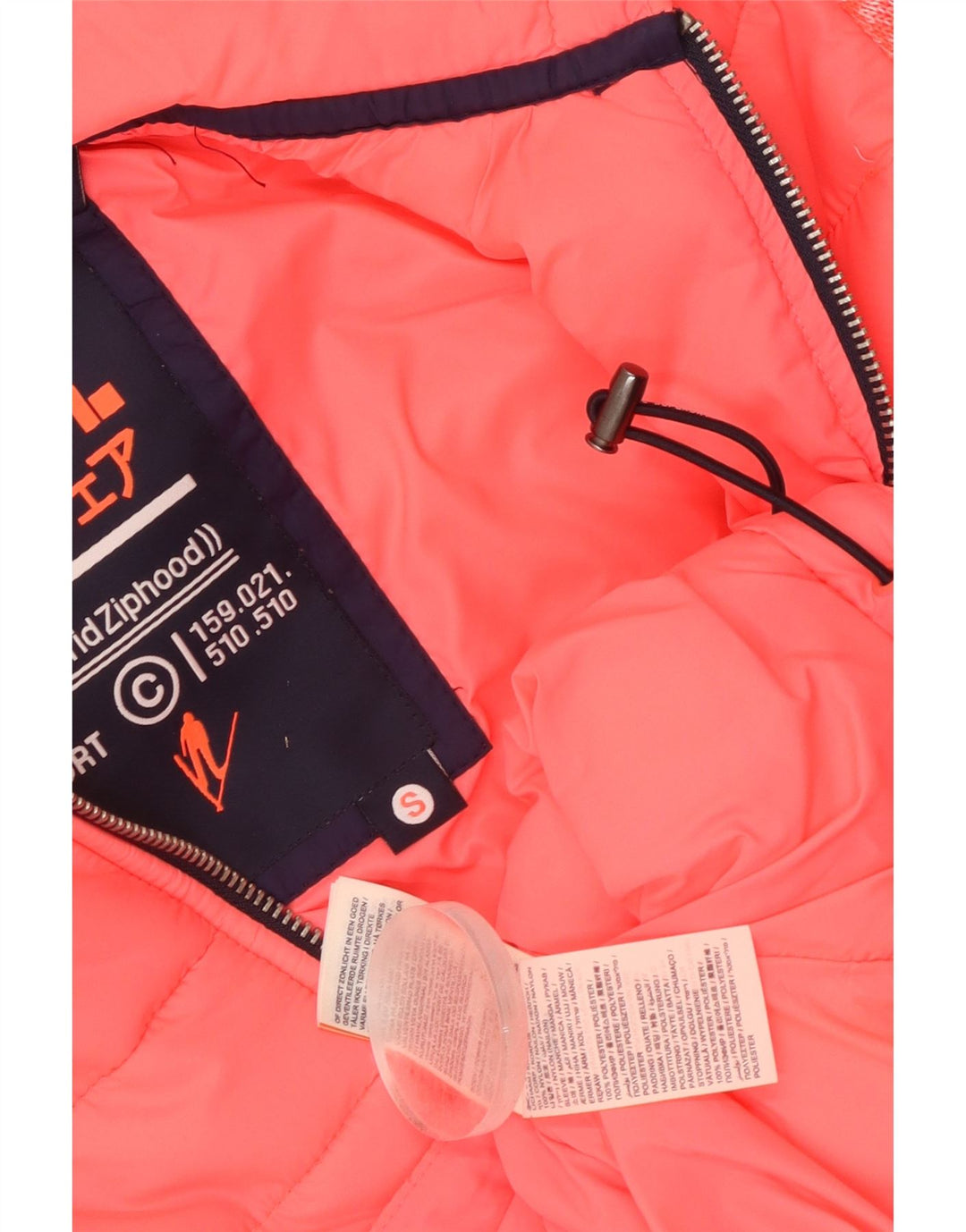 Giubbotto bomber con cappuccio da donna Superdry UK 8 piccolo nylon screziato rosa