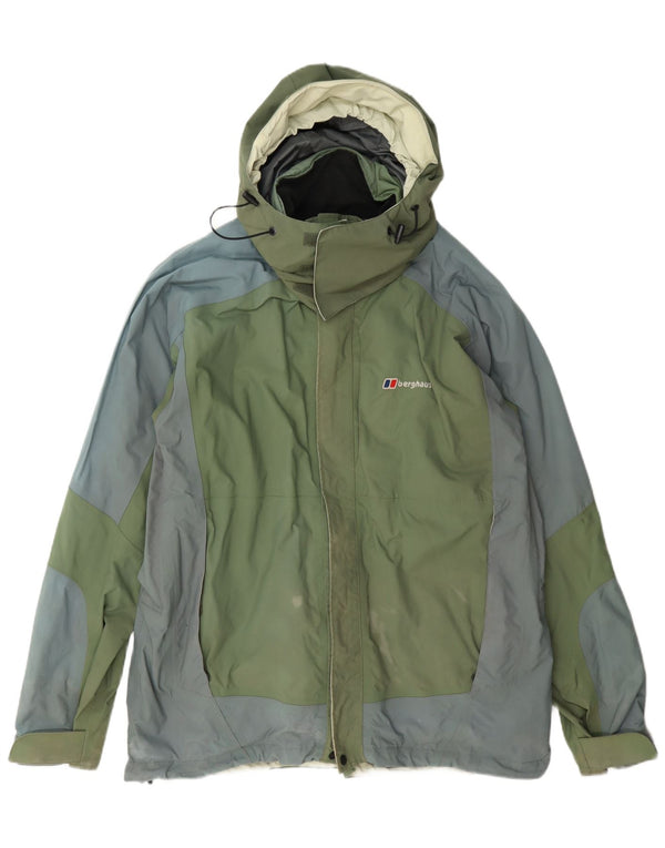 Giacca antipioggia da uomo con cappuccio Berghaus UK 40 Large Green Colourblock Nylon