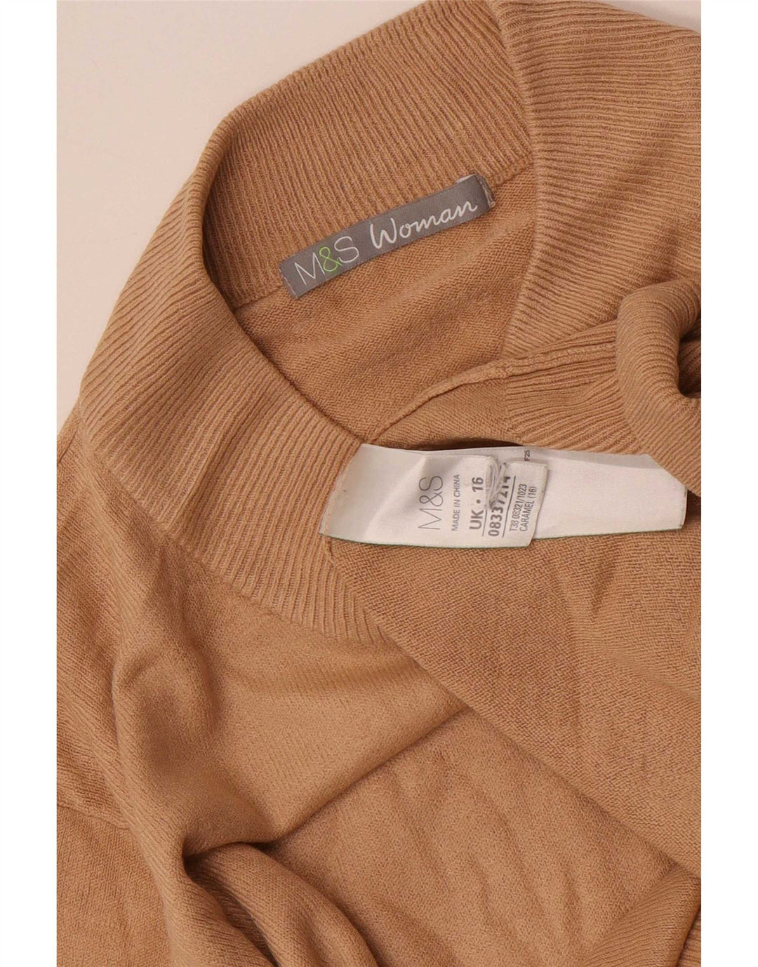 Maglione maglione a collo alto da donna Marks & Spencer UK 16 grande marrone