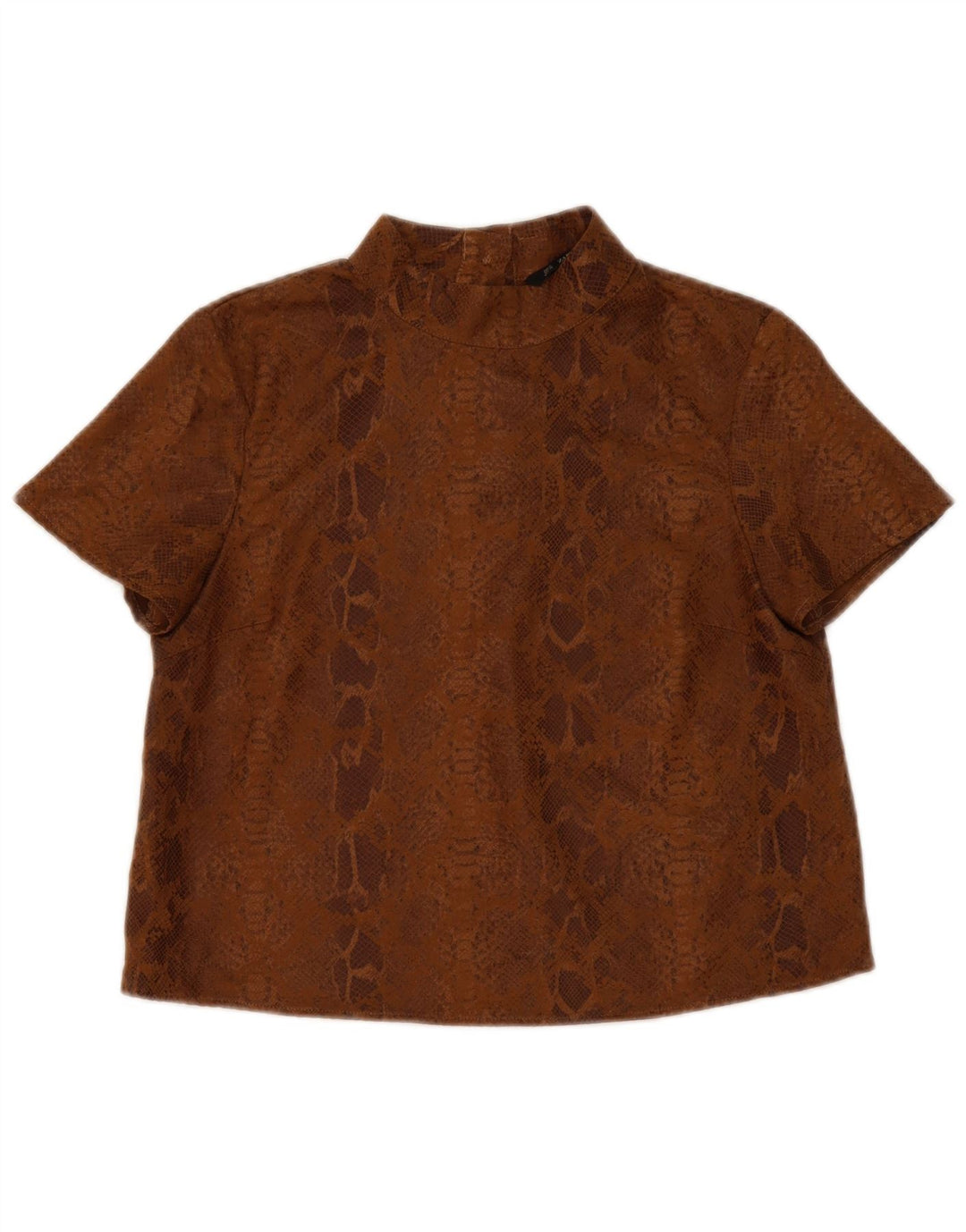 Top in camicetta da donna Zara UK 14 Poliestere con stampa animalier marrone medio