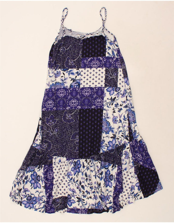 NEXT Womens Sundress UK 12 Medium Navy Blue Patchwork Cotton Vintage Next and Second-Hand Next from Messina Hembry 