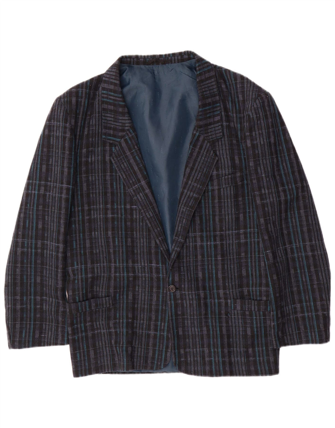 Giacca blazer da uomo a 1 bottone GIERRE UK 38 media blu navy geometrica