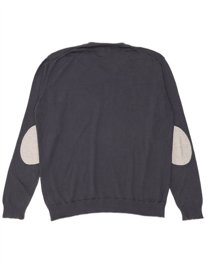 Maglione da uomo con scollo a V Marlboro Classics in cotone grigio medio