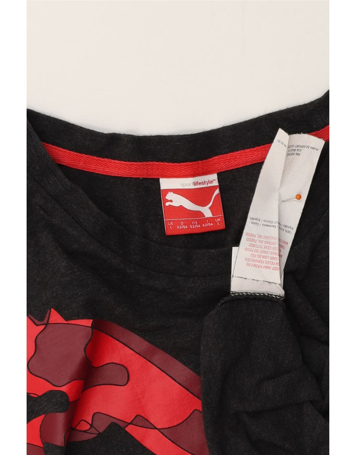 T-shirt grafica da uomo PUMA grande in cotone grigio