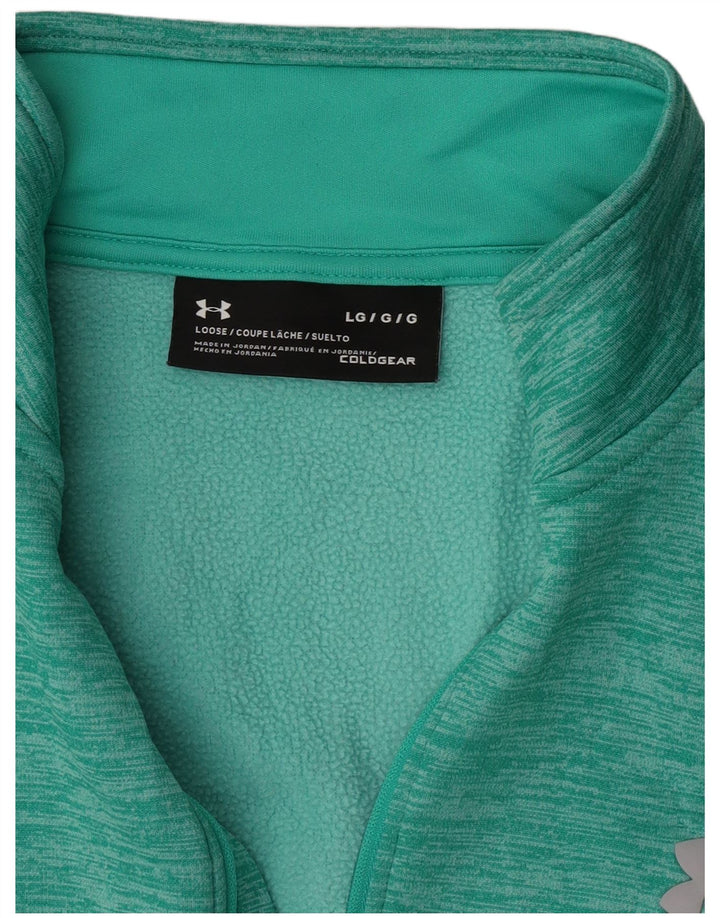 Felpa da uomo Under Armour con collo con zip, maglione grande, turchese screziato