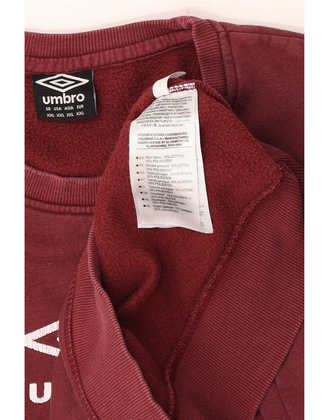 Felpa grafica da uomo Umbro Maglione 2XL Cotone bordeaux