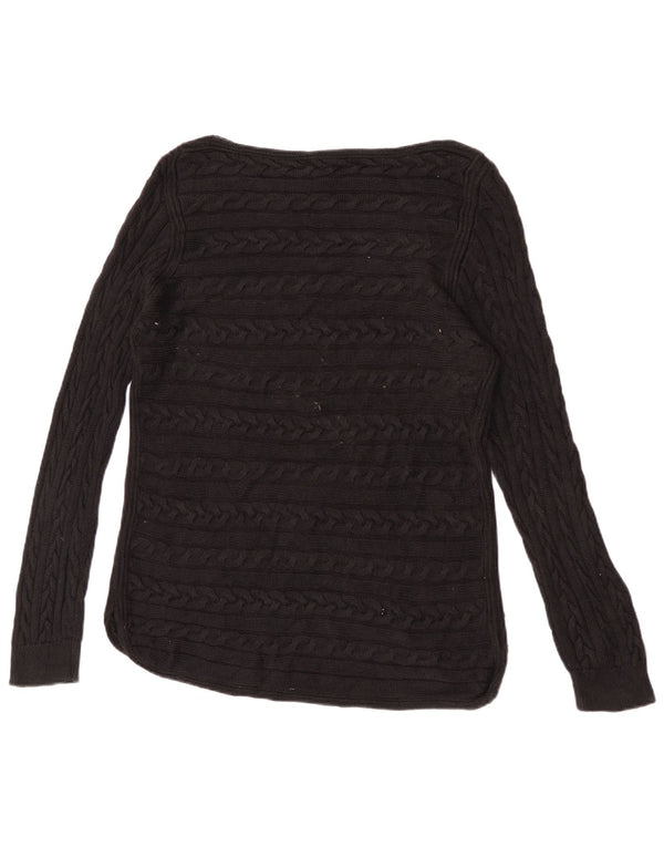 Maglione maglione con scollo a barca da donna Ralph Lauren UK 18 XL cotone nero