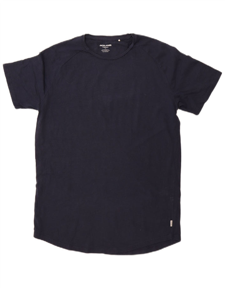 JACK & JONES T-shirt da uomo Top media in cotone blu navy