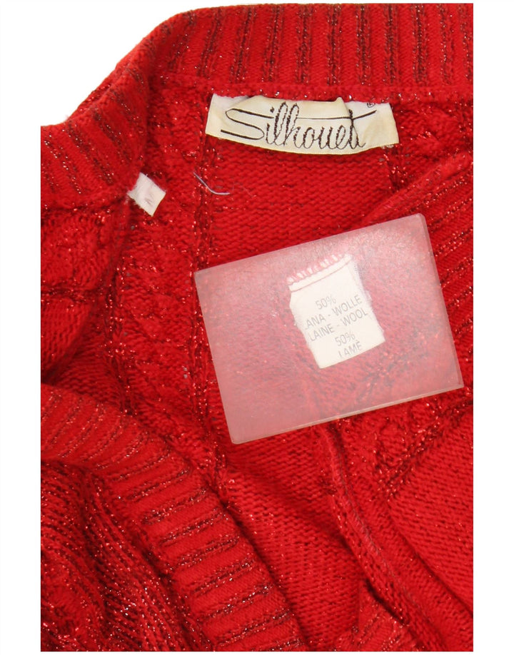 Maglione cardigan vestibilità ampia da donna Silhouette UK 14 Lana rossa media