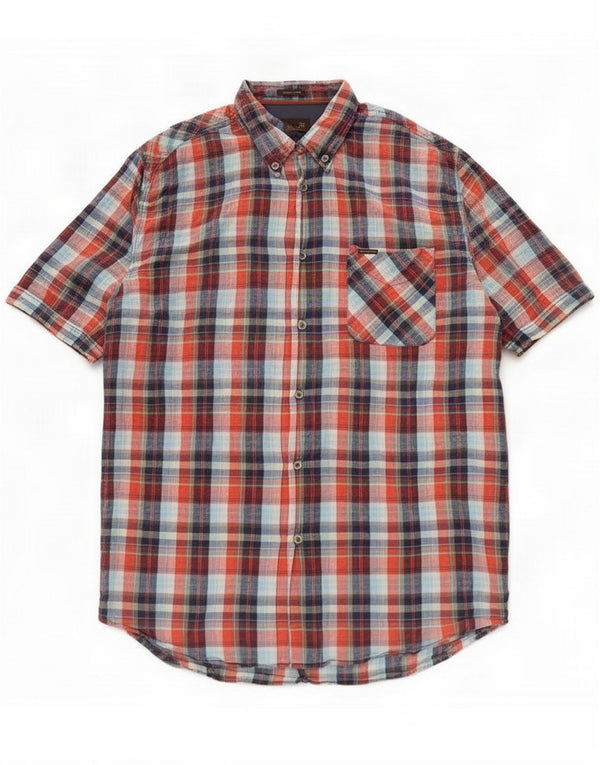 Marlboro Classics Camicia da uomo a maniche corte dal taglio tradizionale 2XL Rosso a quadri