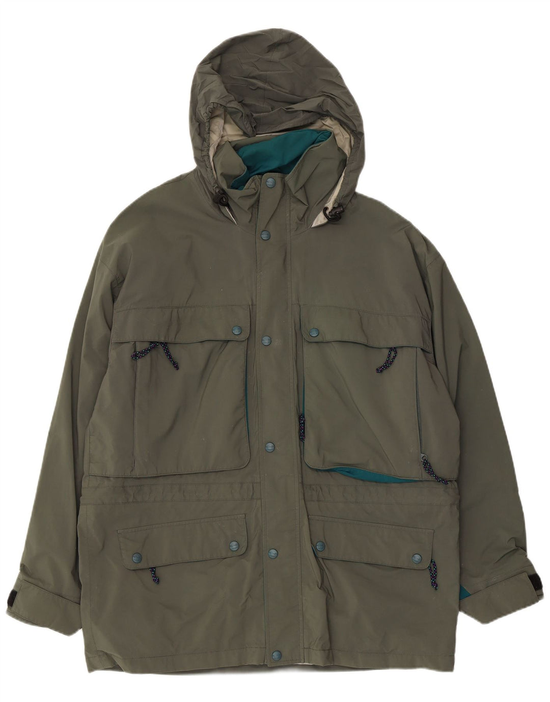 Giacca pratica da uomo con cappuccio L.L.Bean UK 40 grande nylon kaki
