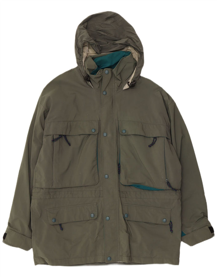 Giacca pratica da uomo con cappuccio L.L.Bean UK 40 grande nylon kaki