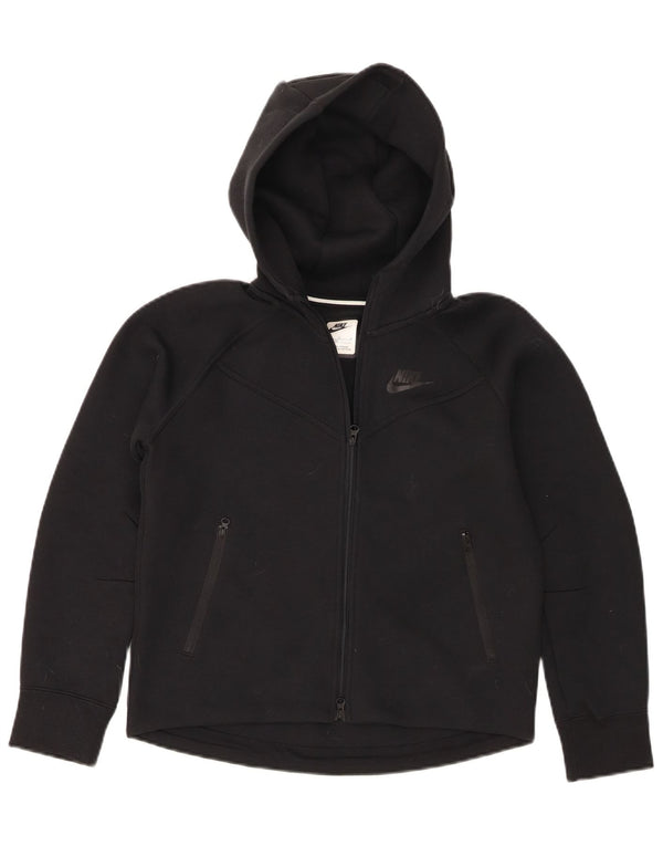 Felpa con cappuccio e zip Nike per ragazzi, 10-11 anni, cotone nero medio