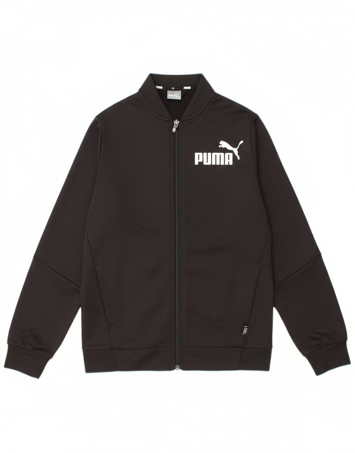 PUMA Boys Graphic Tracksuit Top Jacket 11-12 Years Black Colourblock