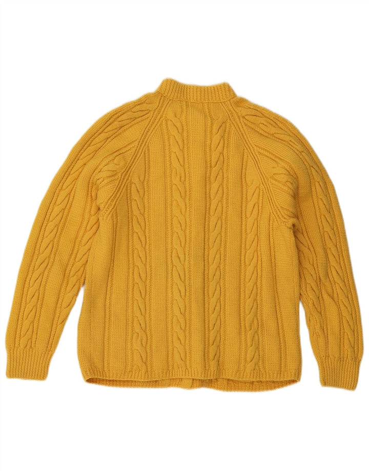 Maglione cardigan da donna vintage UK 14 giallo medio