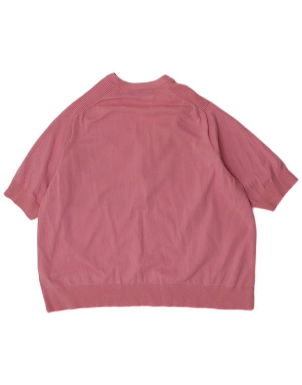 Maglione da donna Marks & Spencer a maniche corte con scollo a V UK 18 XL Rosa