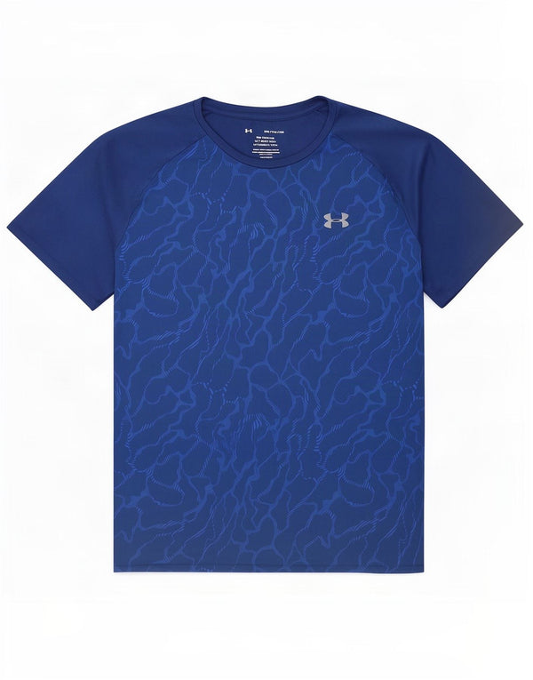 Under Armour Mens Heat Gear T-Shirt Top 2XL Navy Blue Camouflage