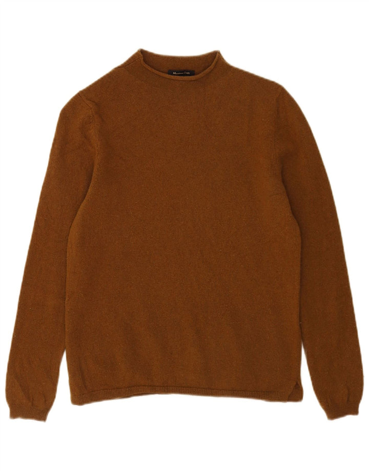 Massimo Dutti Maglione da donna con collo alto e maglione UK 10 piccolo in lana marrone