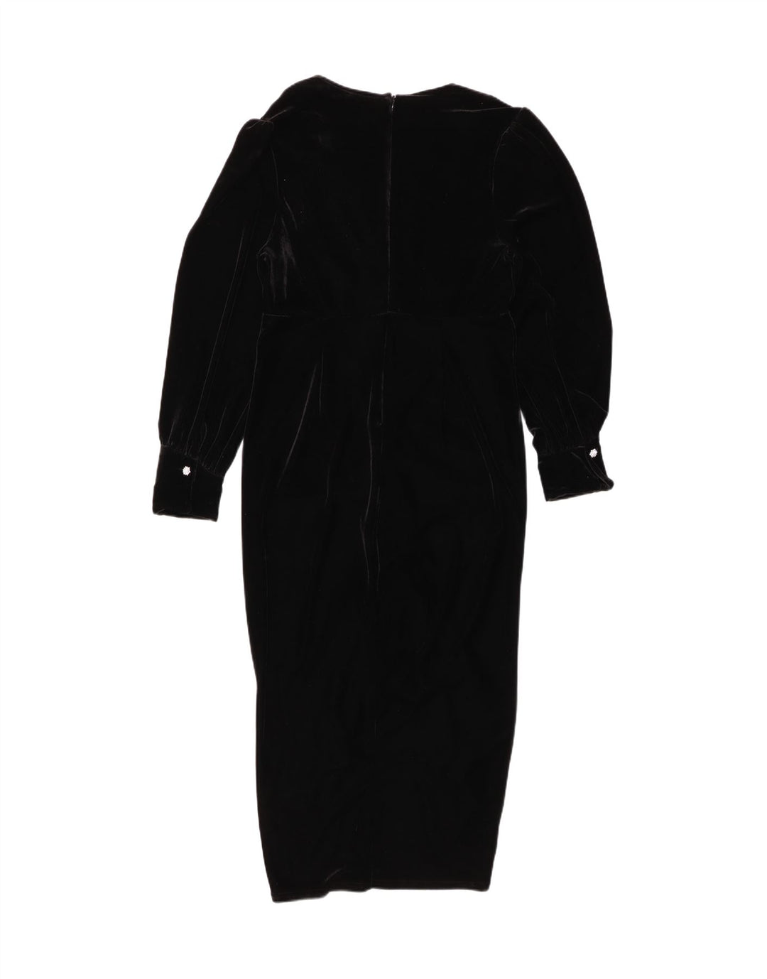 SUCCESSIVO Abito aderente a maniche lunghe in velluto da donna UK 12 Poliestere nero medio