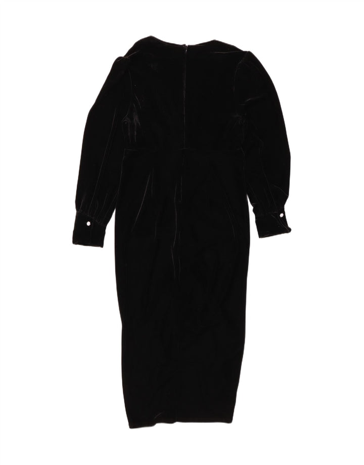 SUCCESSIVO Abito aderente a maniche lunghe in velluto da donna UK 12 Poliestere nero medio