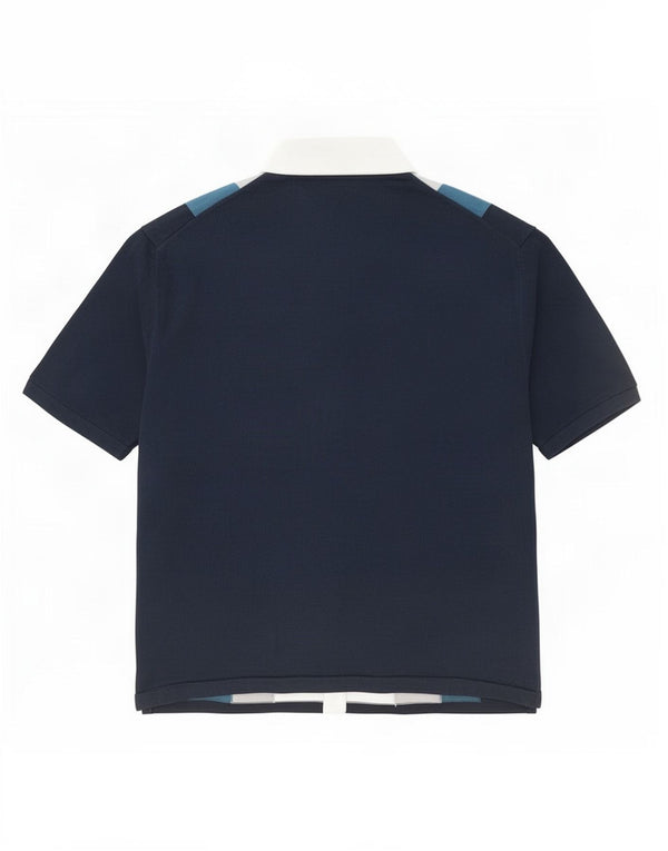 Camicia a maniche corte da uomo Marks & Spencer XL in cotone color block blu navy
