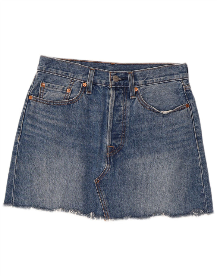 Mini gonna di jeans da donna Levi's W27 piccola in cotone blu