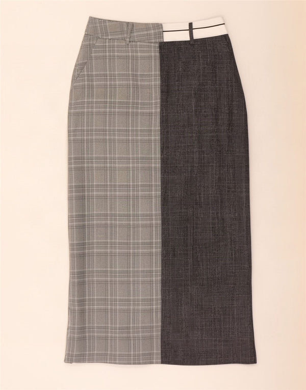 Topshop Gonna lunga da donna UK 8 piccola W28 Cotone pied de poule grigio