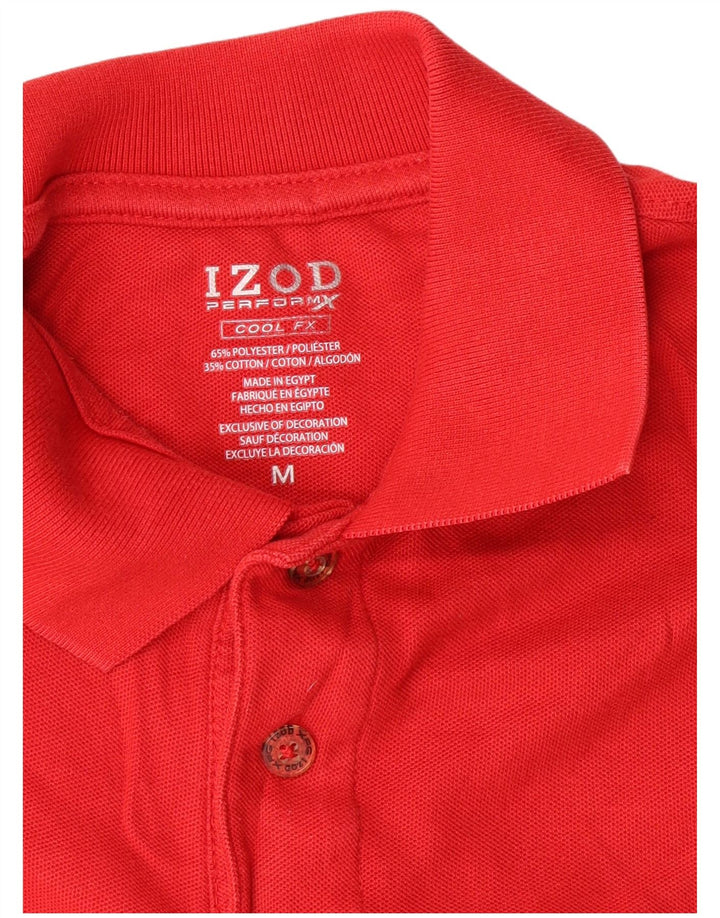 Polo da uomo a maniche lunghe Izod in poliestere rosso medio