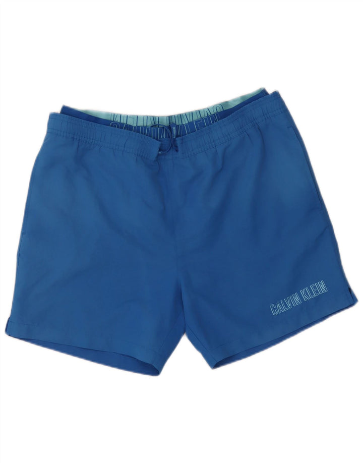 Pantaloncini da bagno da uomo Calvin Klein grandi blu in poliestere