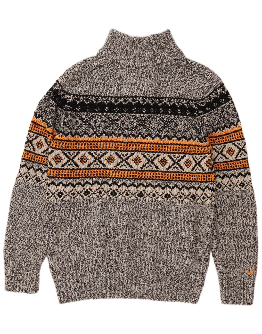Maglione da uomo con collo con zip Superdry, grande acrilico grigio Fair Isle
