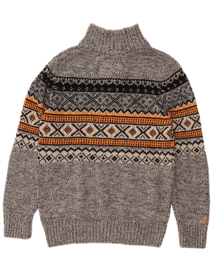 Maglione da uomo con collo con zip Superdry, grande acrilico grigio Fair Isle