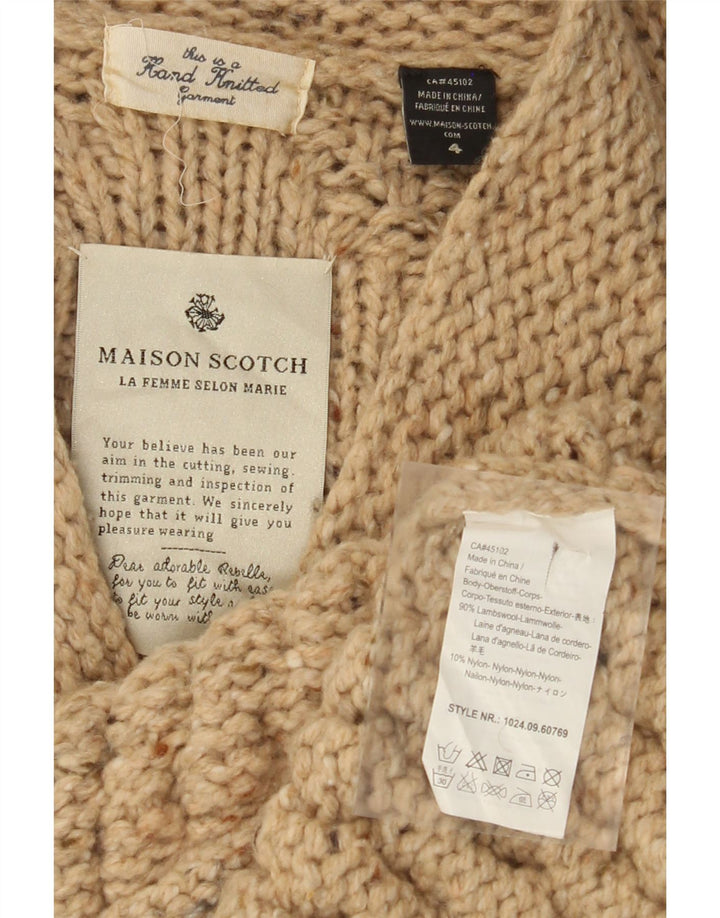 MAISON SCOTCH Maglione cardigan lavorato a mano da donna US 4 Small Beige