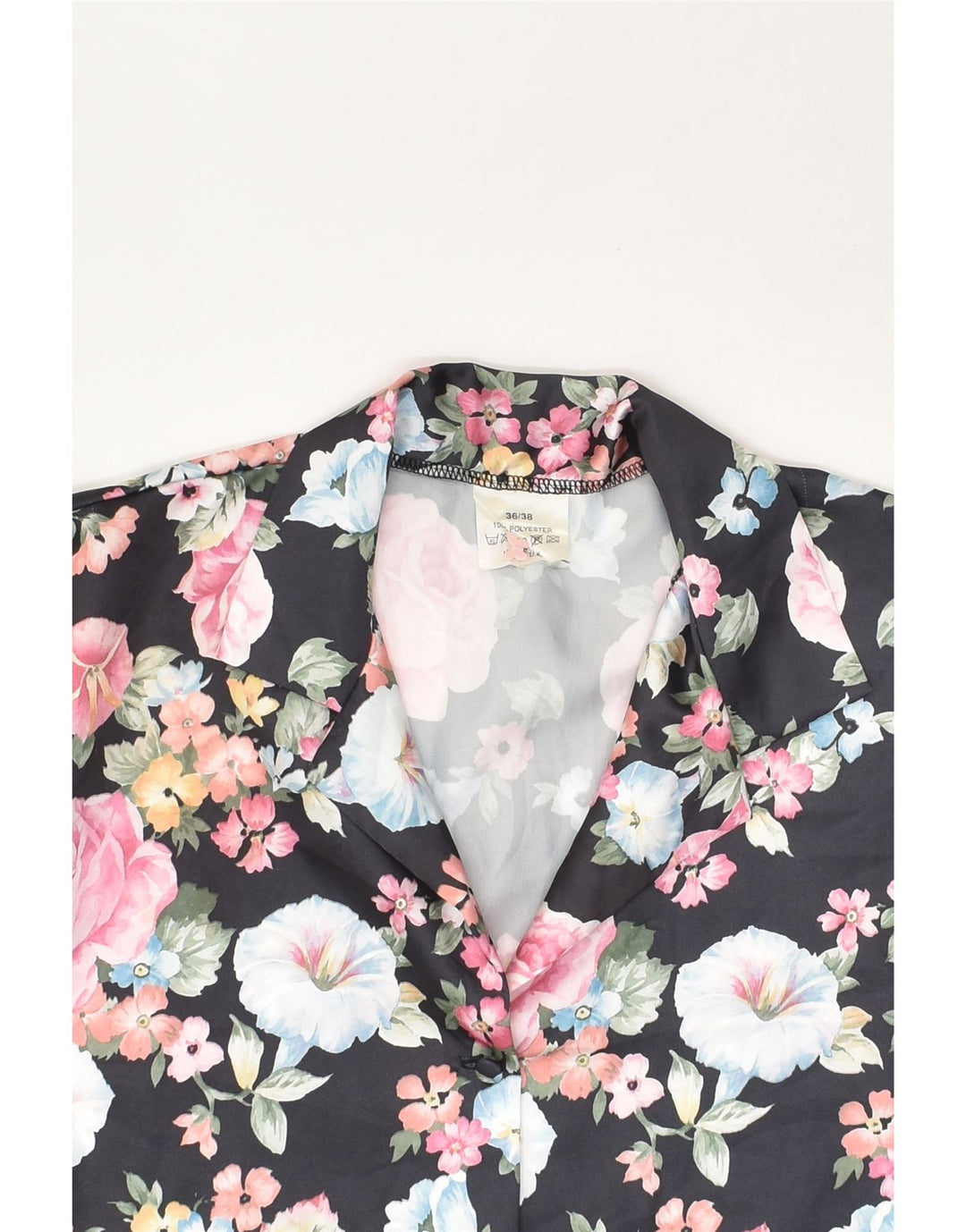 VINTAGE Womens Shirt Dress EU 36 Small Black Floral Polyester | Vintage Vintage | Thrift | Second-Hand Vintage | Used Clothing | Messina Hembry 