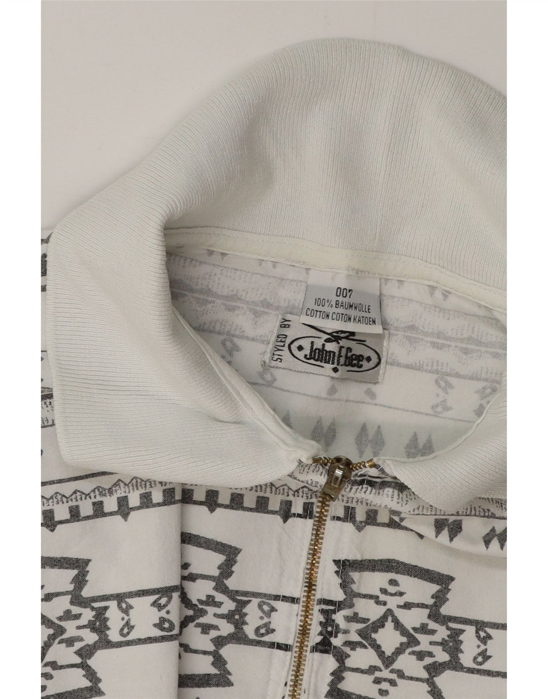 JOHN F GEE Camicia pullover a maniche corte da uomo 2XL Cotone geometrico bianco