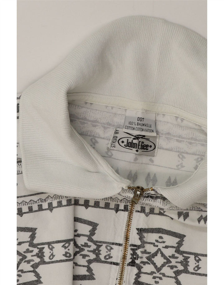 JOHN F GEE Camicia pullover a maniche corte da uomo 2XL Cotone geometrico bianco