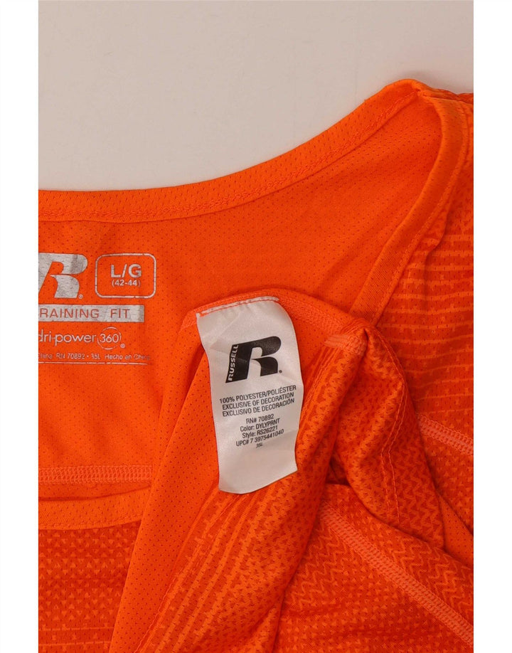 Canotta da uomo Russell Athletic UK 42/44 Poliestere a righe grandi arancioni
