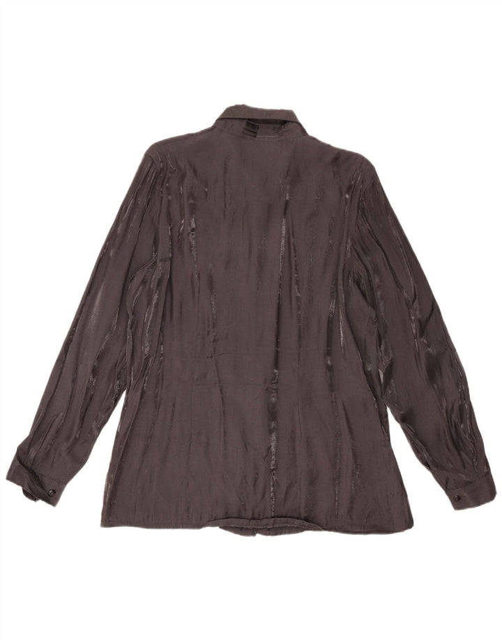 Camicetta camicia vintage da donna UK 18 XL viscosa nera