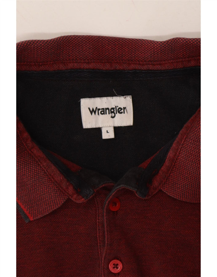 WRANGLER Mens Long Sleeve Polo Shirt Large Red Cotton Vintage Wrangler and Second-Hand Wrangler from Messina Hembry 