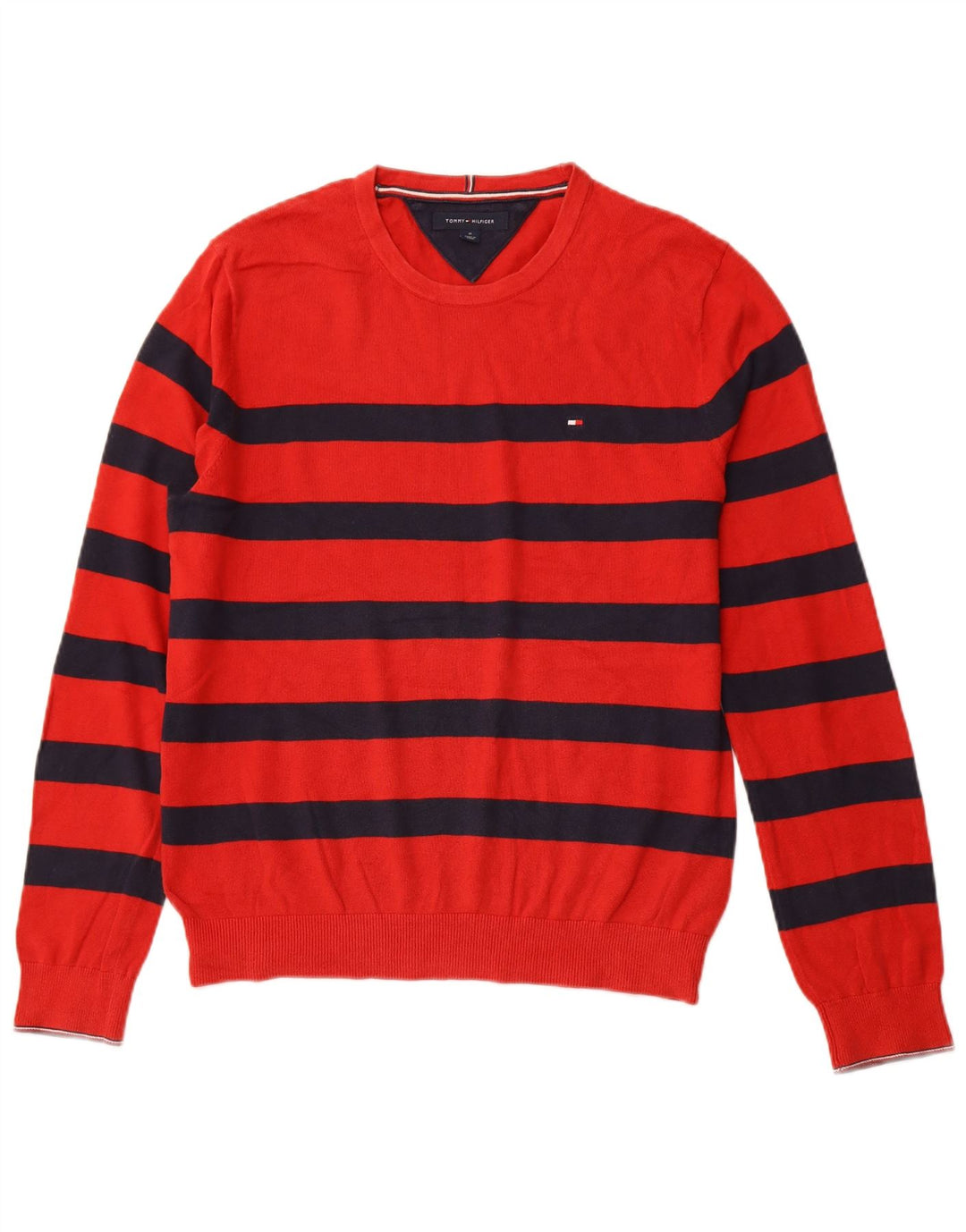 TOMMY HILFIGER Maglione da uomo girocollo in cotone a righe rosse medie