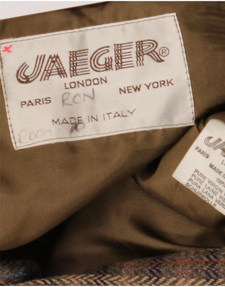 Jaeger Giacca blazer da uomo a 2 bottoni UK 38 Lana vergine a quadri marrone medio
