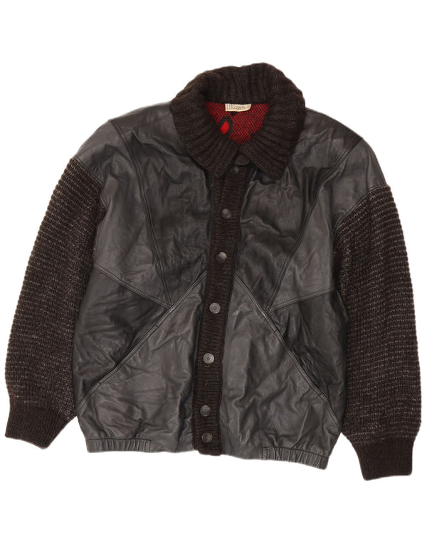 Giacca in pelle da uomo Bizzarro UK 40 grande nera