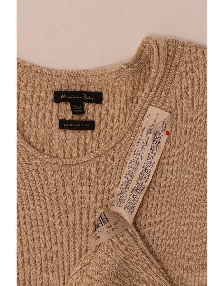 Massimo Dutti Abito lungo senza maniche da donna UK 12 Viscosa beige medio