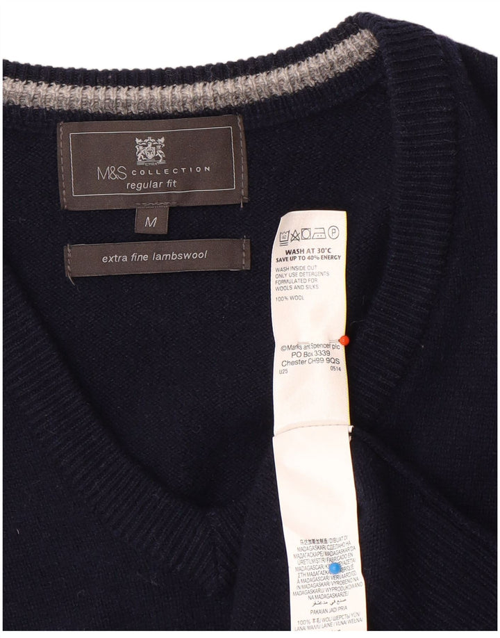 Canotta da uomo Marks & Spencer vestibilità regolare canotta media in lana blu navy
