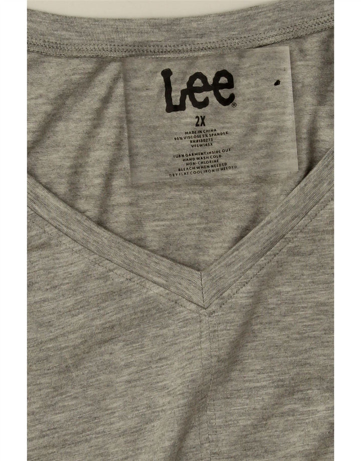 LEE Womens Top 3/4 Sleeve UK 20 2XL Grey Viscose Vintage Lee and Second-Hand Lee from Messina Hembry 