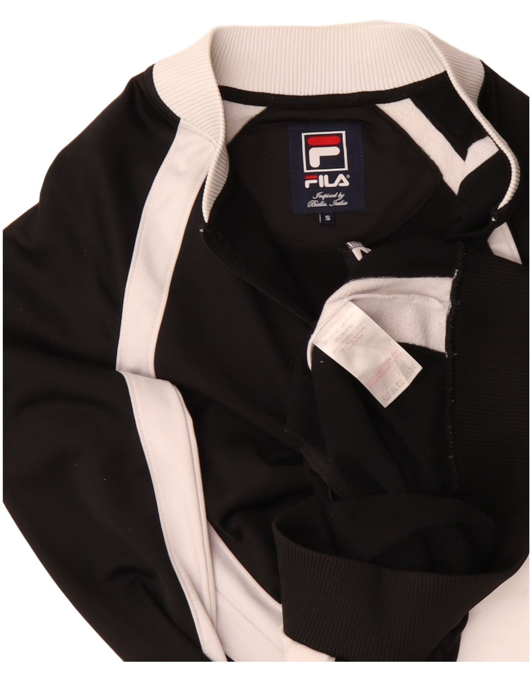Giacca da ginnastica da uomo Fila Small in poliestere color block nero