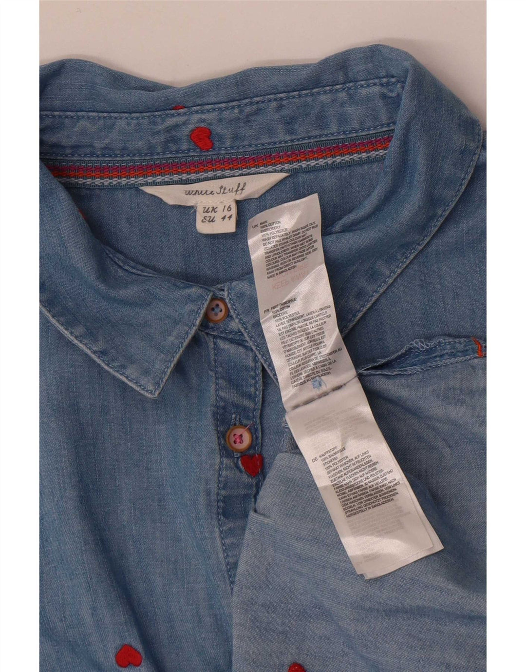 Camicia da donna con motivo astratto White Stuff UK 16 grande cotone blu