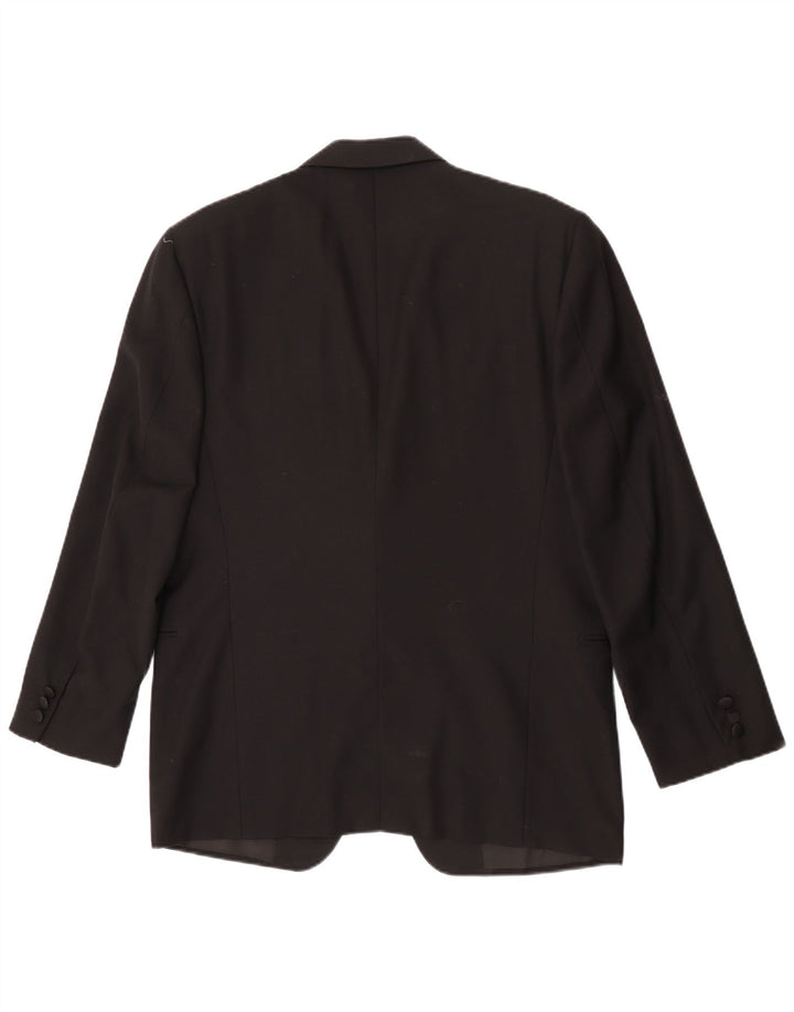 Giacca blazer vintage da uomo a 1 bottone IT 50 grande in lana nera