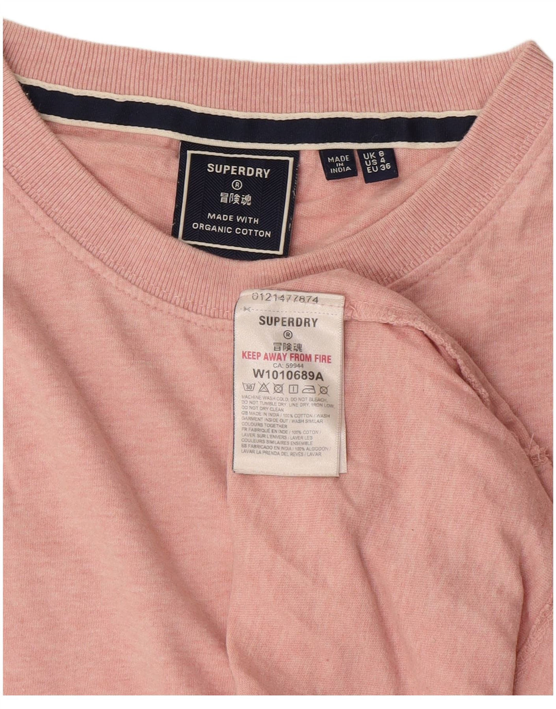 T-shirt da donna Superdry Top UK 8 Small in cotone rosa
